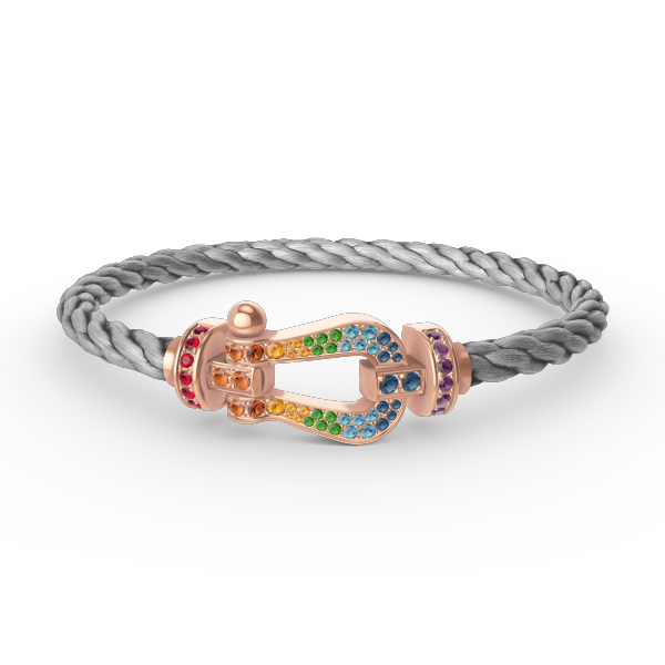 [⭐Luxery]FORCE LARGE HORSESHOE  COLORED DIAMOND BRACELET ROSE GOLD