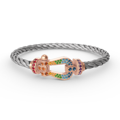 [⭐Luxery]FORCE LARGE HORSESHOE  COLORED DIAMOND BRACELET ROSE GOLD