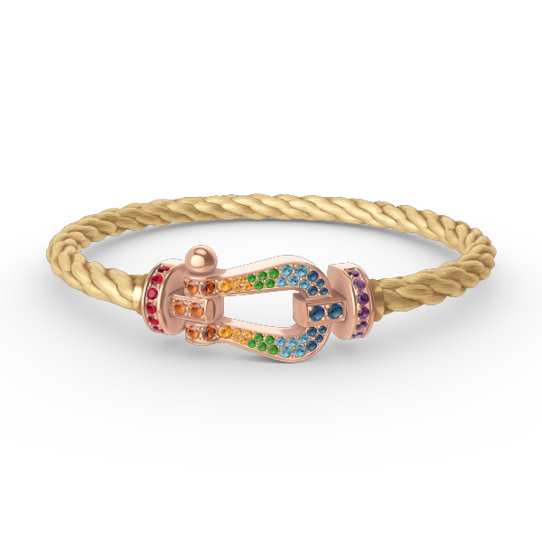 [⭐Luxery]FORCE LARGE HORSESHOE  COLORED DIAMOND BRACELET ROSE GOLD