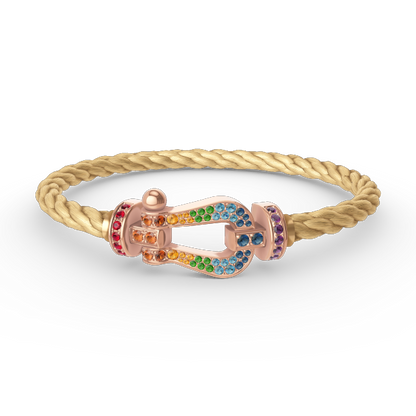 [⭐Luxery]FORCE LARGE HORSESHOE  COLORED DIAMOND BRACELET ROSE GOLD