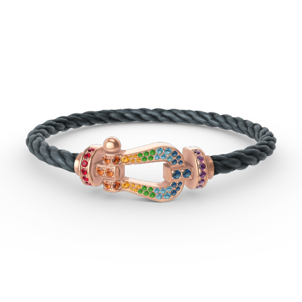 [⭐Luxery]FORCE LARGE HORSESHOE  COLORED DIAMOND BRACELET ROSE GOLD
