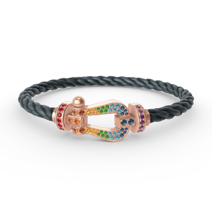 [⭐Luxery]FORCE LARGE HORSESHOE  COLORED DIAMOND BRACELET ROSE GOLD