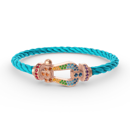 [⭐Luxery]FORCE LARGE HORSESHOE  COLORED DIAMOND BRACELET ROSE GOLD