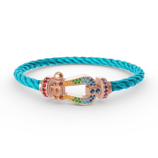 [⭐Luxery]FORCE LARGE HORSESHOE  COLORED DIAMOND BRACELET ROSE GOLD