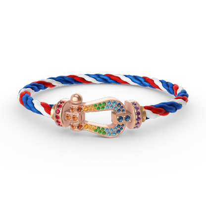 [⭐Luxery]FORCE LARGE HORSESHOE  COLORED DIAMOND BRACELET ROSE GOLD