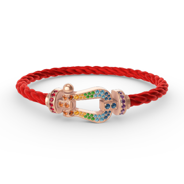 [⭐Luxery]FORCE LARGE HORSESHOE  COLORED DIAMOND BRACELET ROSE GOLD
