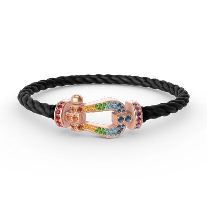 [⭐Luxery]FORCE LARGE HORSESHOE  COLORED DIAMOND BRACELET ROSE GOLD