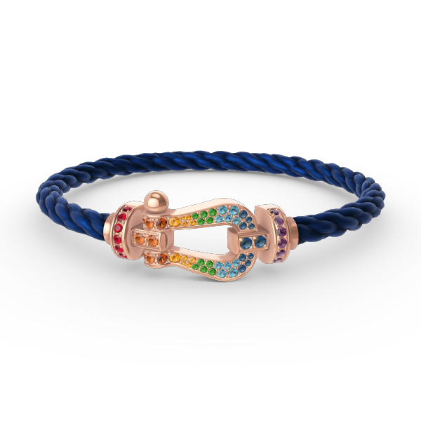 [⭐Luxery]FORCE LARGE HORSESHOE  COLORED DIAMOND BRACELET ROSE GOLD