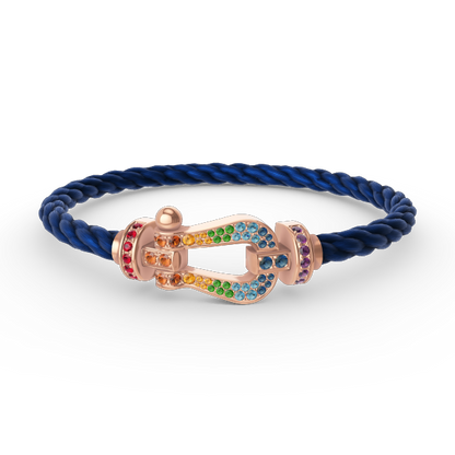 [⭐Luxery]FORCE LARGE HORSESHOE  COLORED DIAMOND BRACELET ROSE GOLD