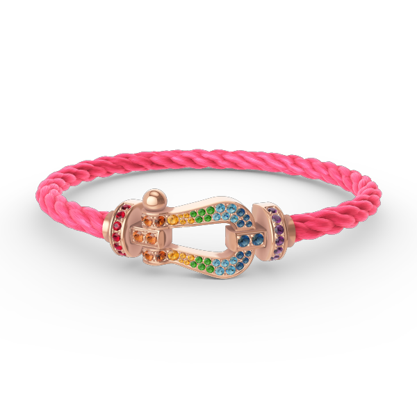 [⭐Luxery]FORCE LARGE HORSESHOE  COLORED DIAMOND BRACELET ROSE GOLD