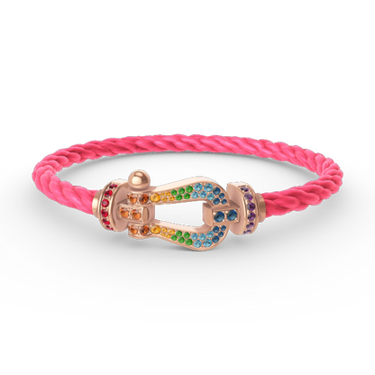 [⭐Luxery]FORCE LARGE HORSESHOE  COLORED DIAMOND BRACELET ROSE GOLD