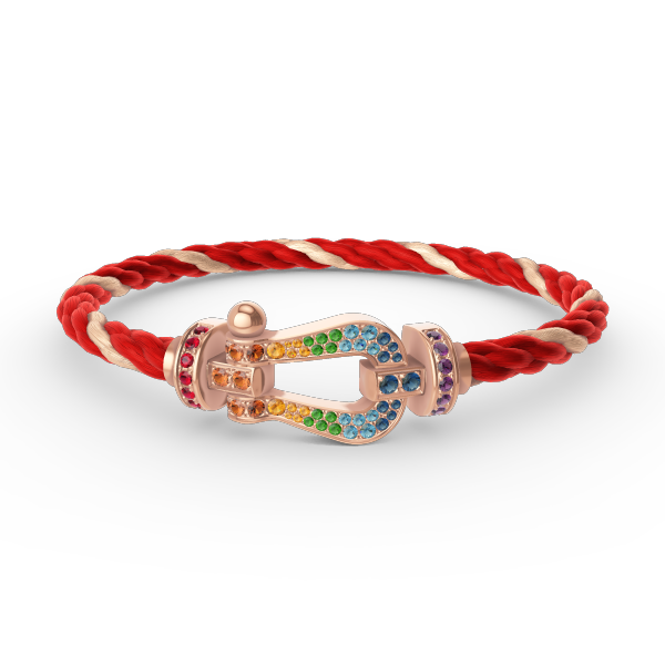 [⭐Luxery]FORCE LARGE HORSESHOE  COLORED DIAMOND BRACELET ROSE GOLD