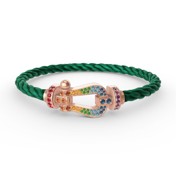 [⭐Luxery]FORCE LARGE HORSESHOE  COLORED DIAMOND BRACELET ROSE GOLD