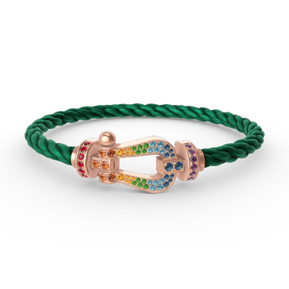 [⭐Luxery]FORCE LARGE HORSESHOE  COLORED DIAMOND BRACELET ROSE GOLD