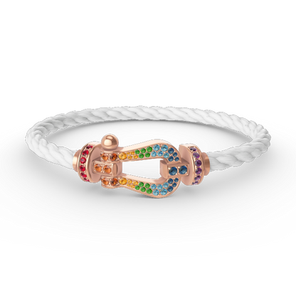 [⭐Luxery]FORCE LARGE HORSESHOE  COLORED DIAMOND BRACELET ROSE GOLD