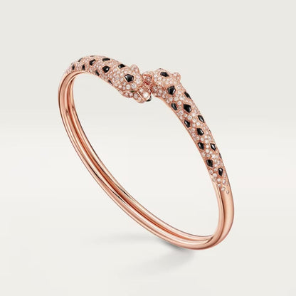 [⭐Luxery]PANTHERE DOUBLE HEADED HALF DIAMOND OPEN BRACELET