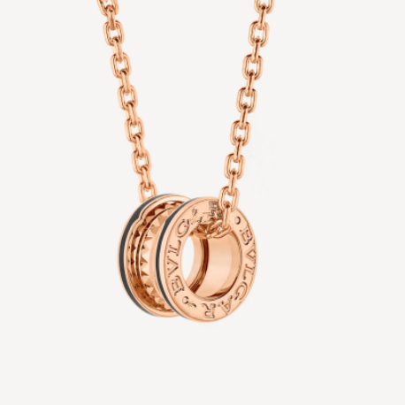 [⭐Luxery]ZERO 1 ROCK PEDANT PINK GOLD BLACK NECKLACE