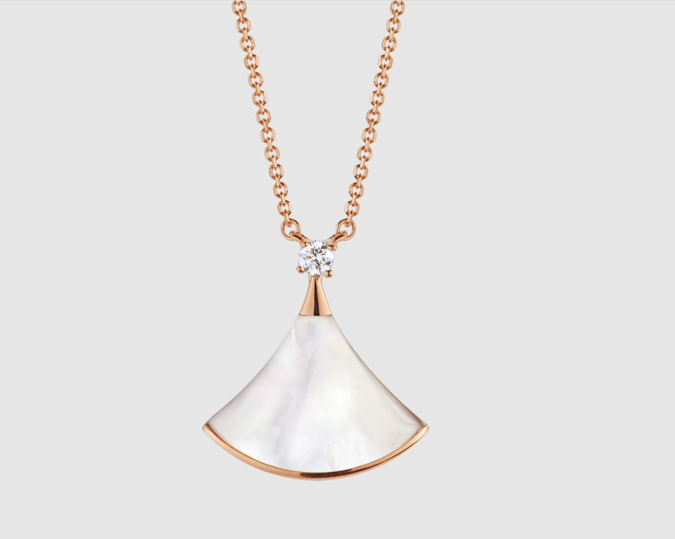 [⭐Luxery]DREAM NECKLACE WHITE MOP PINK GOLD 1 DIAMOND