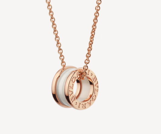 [⭐Luxery]ZERO 1 WHITE CERAMIC PINK GOLD NECKLACE