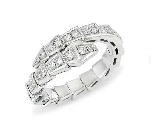 [⭐Luxery]SERPENTI RING SILVER DIAMOND PAVED 4MM