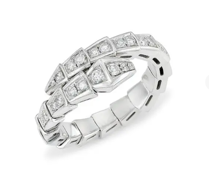 [⭐Luxery]SERPENTI RING SILVER DIAMOND PAVED 4MM