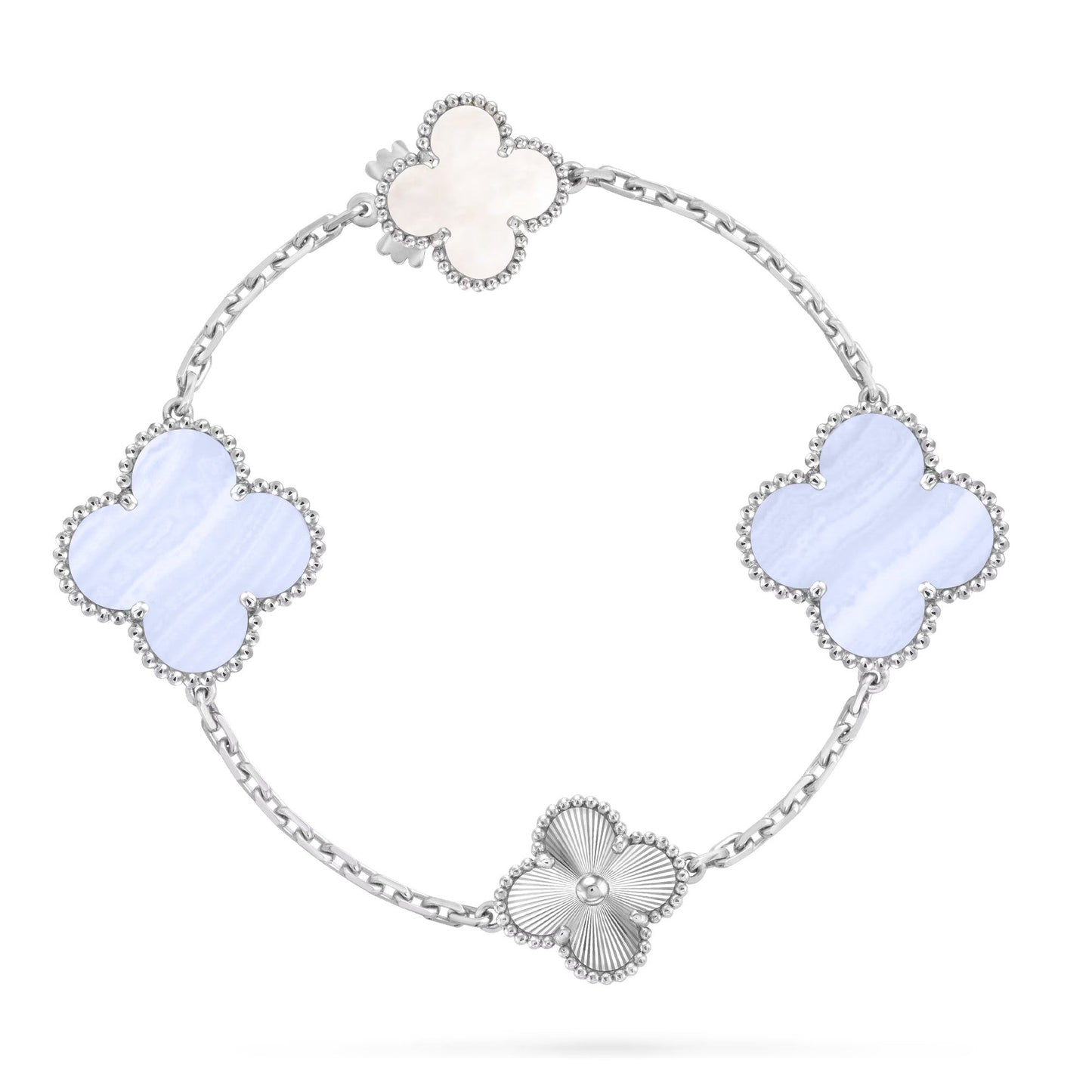 [⭐Luxery]DETACHABLE CLOVER 15(11+4) FLOWER SILVER NECKLACE SET