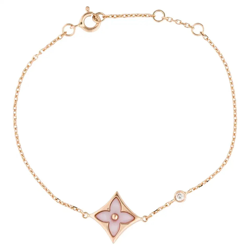 [⭐Luxery]STAR 1 DIAMOND PINK GOLD BRACELET