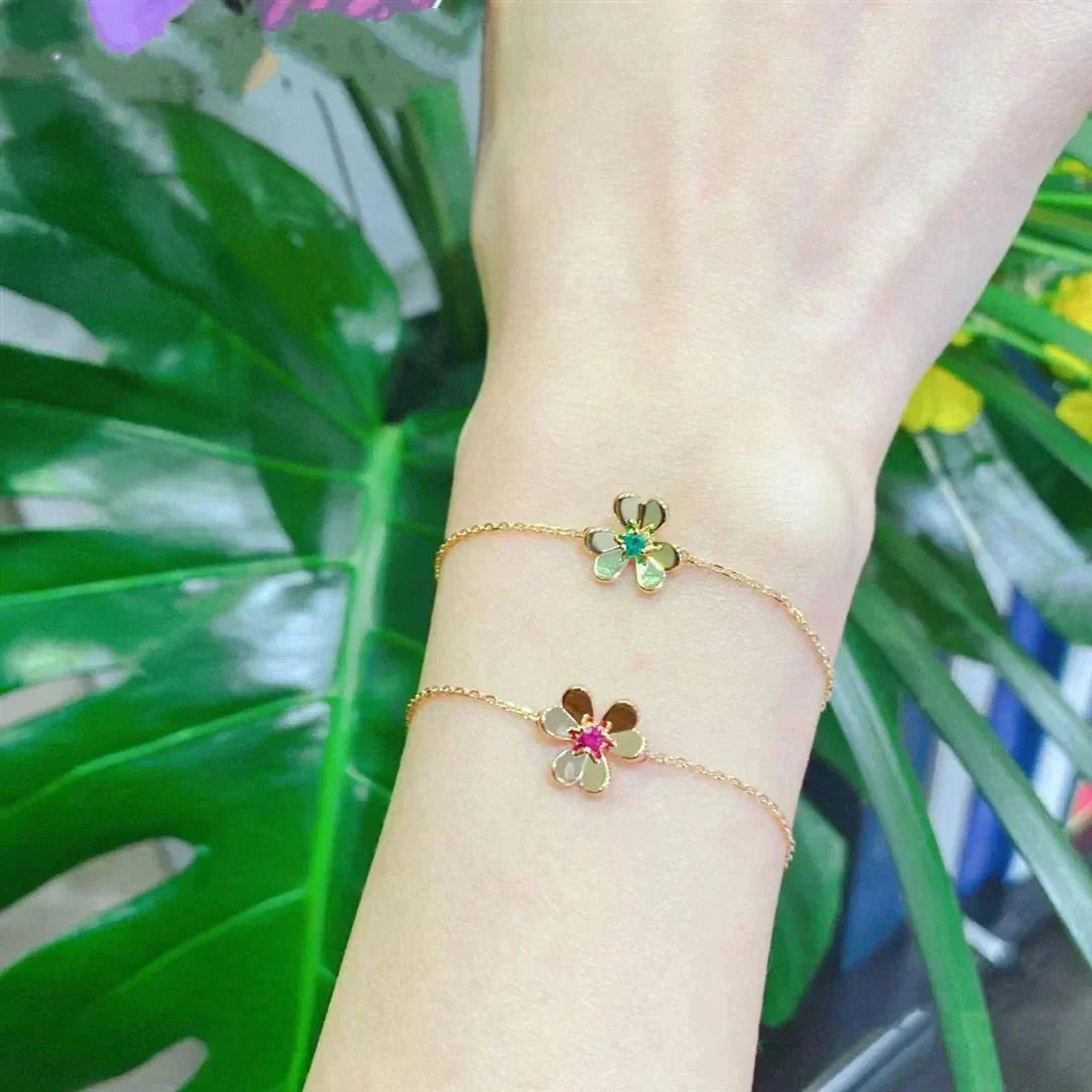 [⭐Luxery]FRIVOLE GOLD FLOWER PINK MALACHITE BRACELET
