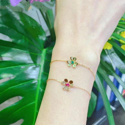 [⭐Luxery]FRIVOLE GOLD FLOWER PINK MALACHITE BRACELET