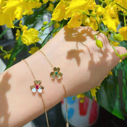 [⭐Luxery]FRIVOLE GOLD FLOWER PINK MALACHITE BRACELET