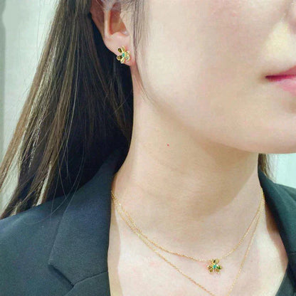 [⭐Luxery]FRIVOLE  FLOWER MALACHITE EARRINGS