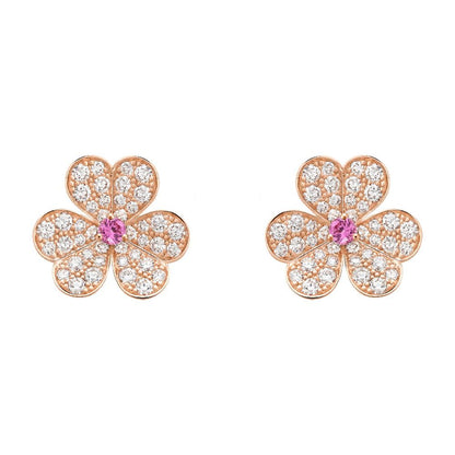 [⭐Luxery]FRIVOLE PINK GOLD FLOWER DIAMOND EARRINGS
