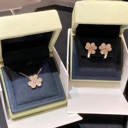 [⭐Luxery]FRIVOLE PINK GOLD FLOWER DIAMOND EARRINGS