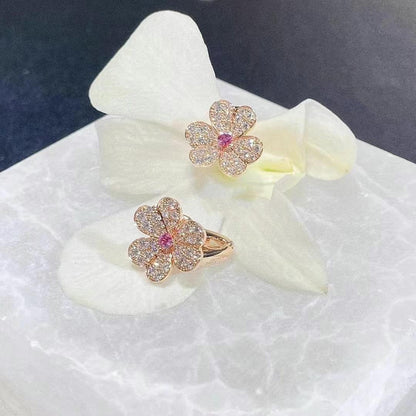 [⭐Luxery]FRIVOLE PINK GOLD FLOWER DIAMOND EARRINGS