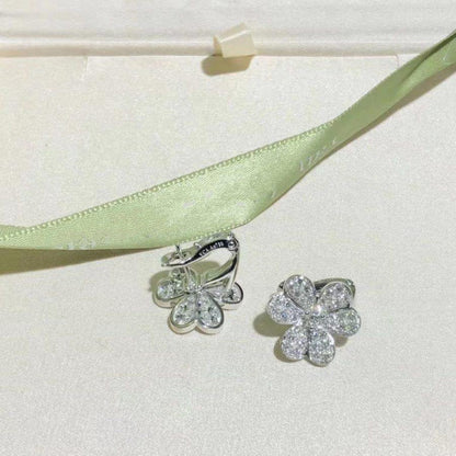 [⭐Luxery]FRIVOLE SILVER FLOWER DIAMOND EARRINGS