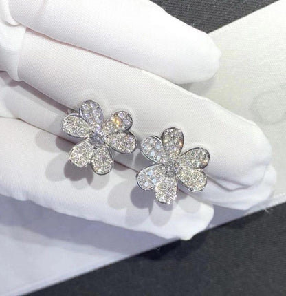 [⭐Luxery]FRIVOLE SILVER FLOWER DIAMOND EARRINGS