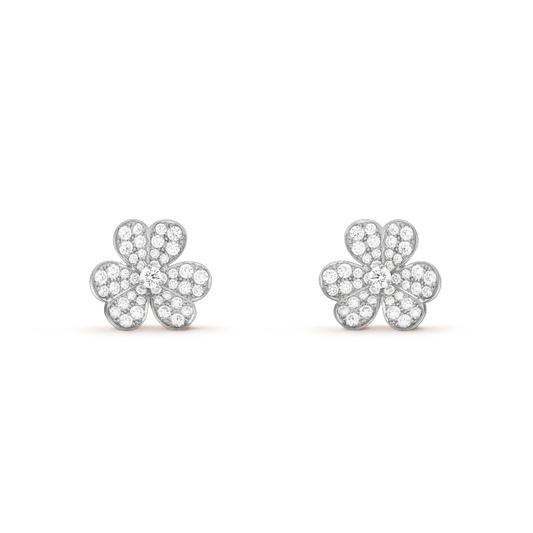 [⭐Luxery]FRIVOLE SILVER FLOWER DIAMOND EARRINGS