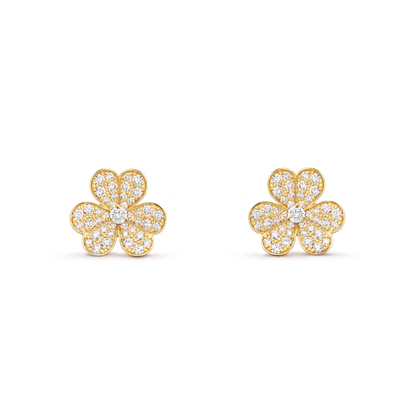 [⭐Luxery]FRIVOLE GOLD FLOWER DIAMOND EARRINGS