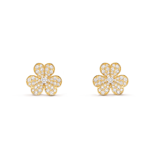 [⭐Luxery]FRIVOLE GOLD FLOWER DIAMOND EARRINGS