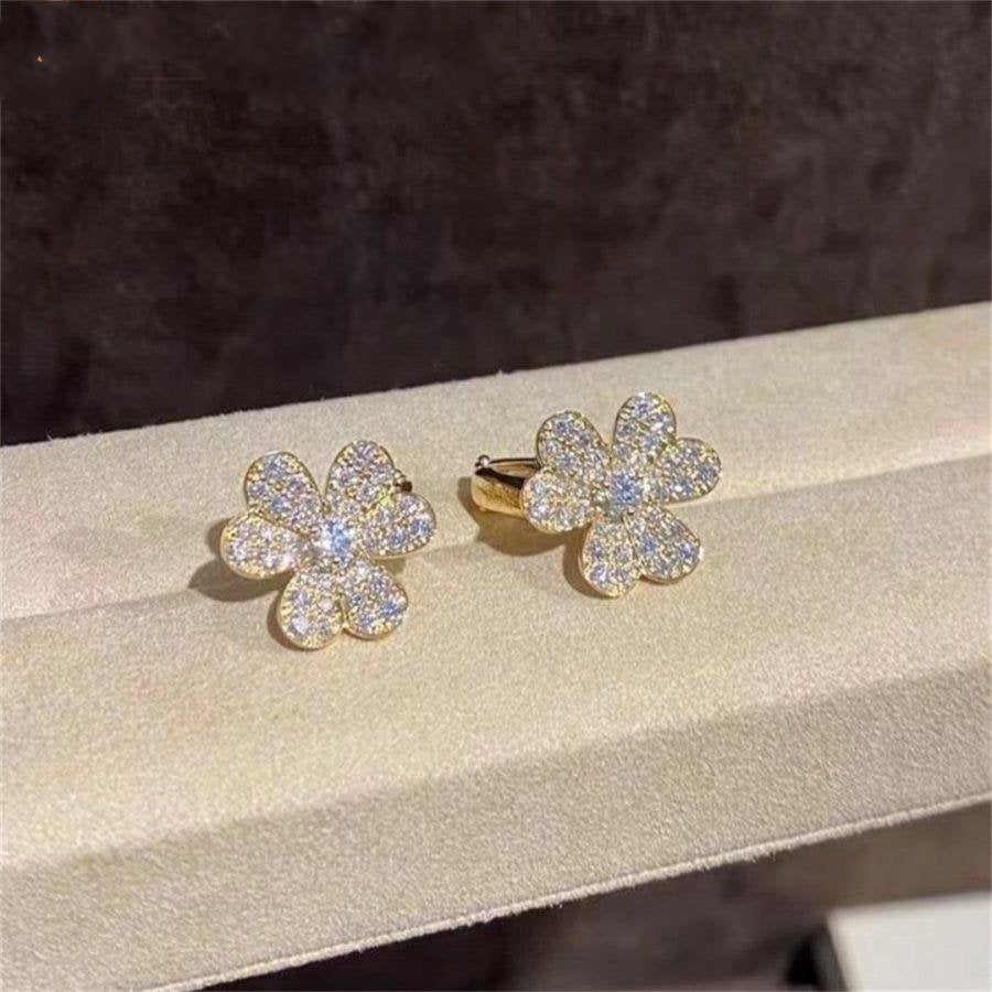 [⭐Luxery]FRIVOLE GOLD FLOWER DIAMOND EARRINGS
