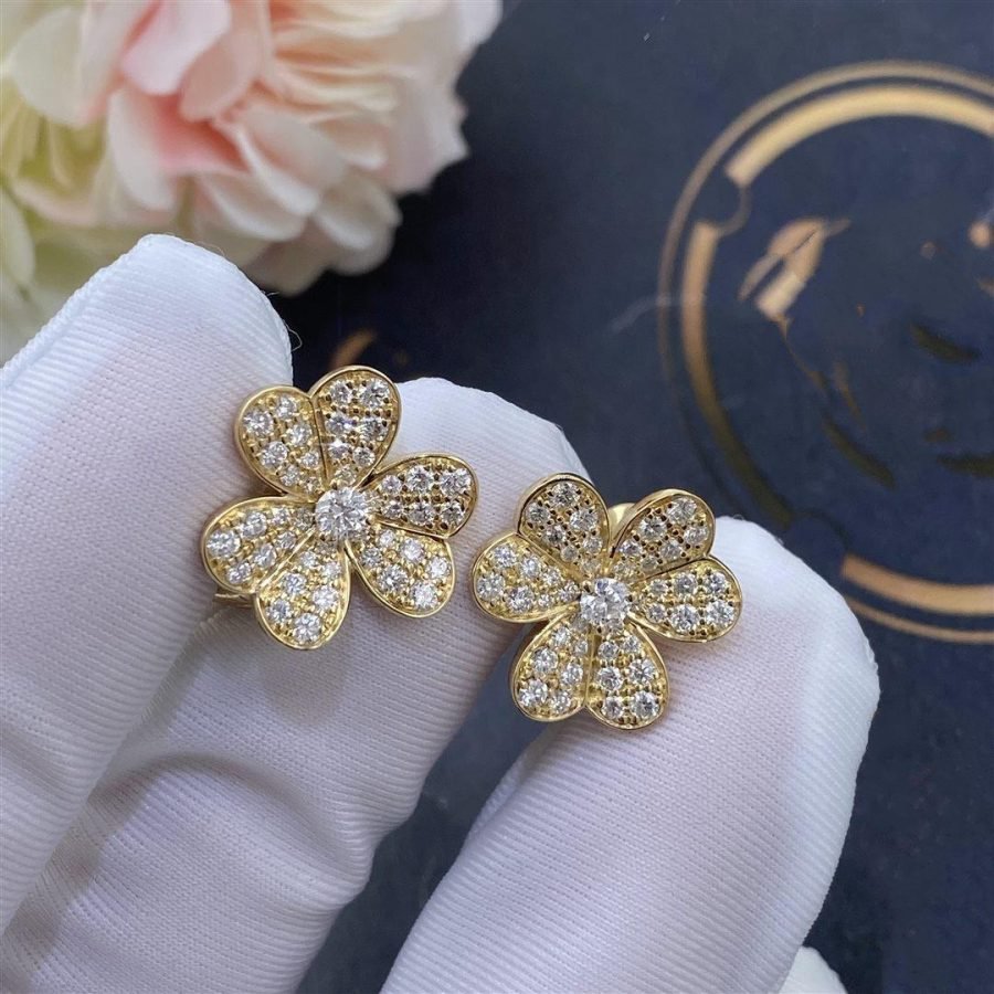 [⭐Luxery]FRIVOLE GOLD FLOWER DIAMOND EARRINGS
