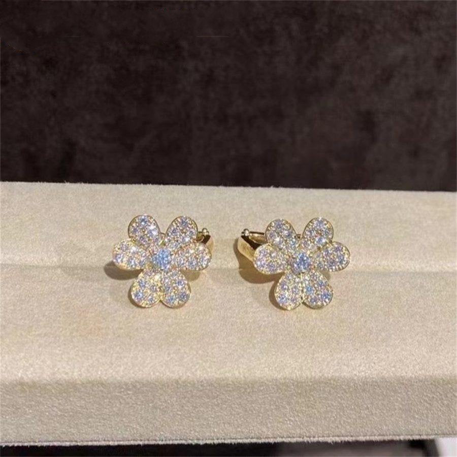 [⭐Luxery]FRIVOLE GOLD FLOWER DIAMOND EARRINGS
