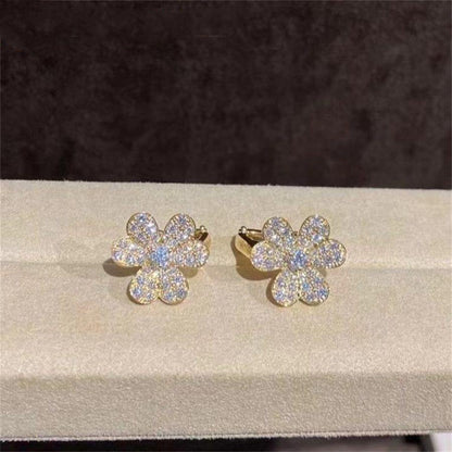 [⭐Luxery]FRIVOLE GOLD FLOWER DIAMOND EARRINGS