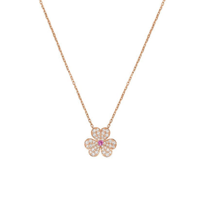 [⭐Luxery]FRIVOLE ROSE GOLD FLOWER DIAMOND NECKLACE