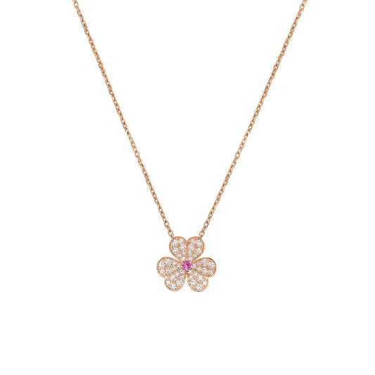 [⭐Luxery]FRIVOLE ROSE GOLD FLOWER DIAMOND NECKLACE
