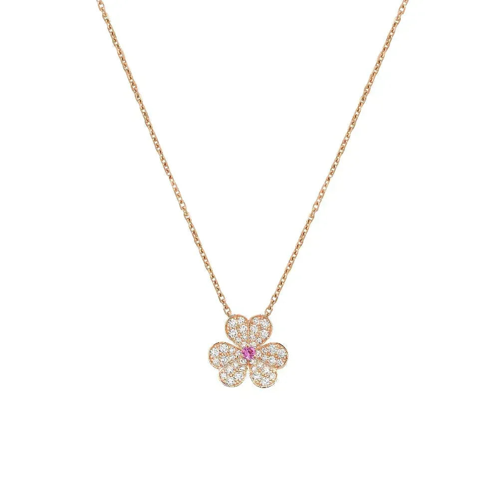 [⭐Luxery]FRIVOLE ROSE GOLD FLOWER DIAMOND NECKLACE