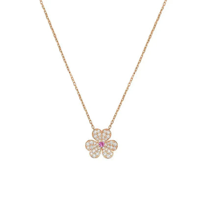 [⭐Luxery]FRIVOLE ROSE GOLD FLOWER DIAMOND NECKLACE