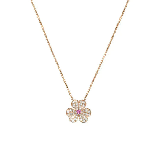 [⭐Luxery]FRIVOLE ROSE GOLD FLOWER DIAMOND NECKLACE