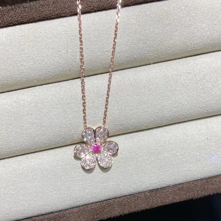 [⭐Luxery]FRIVOLE ROSE GOLD FLOWER DIAMOND NECKLACE