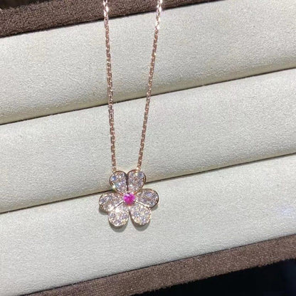 [⭐Luxery]FRIVOLE ROSE GOLD FLOWER DIAMOND NECKLACE